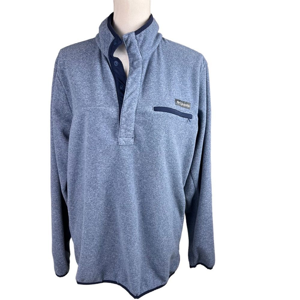 Columbia Pullover Quarter Snap Fleece Shirt Size Small Blue Long Sleeve